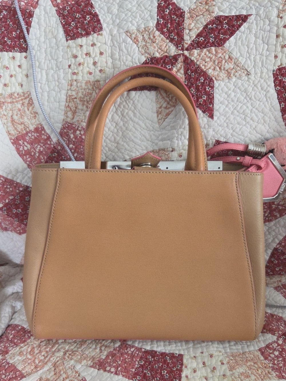 Fendi Tan 2Jours Petite Leather Bag w/Pink Charm & unbranded leather strap - Picture 5 of 14